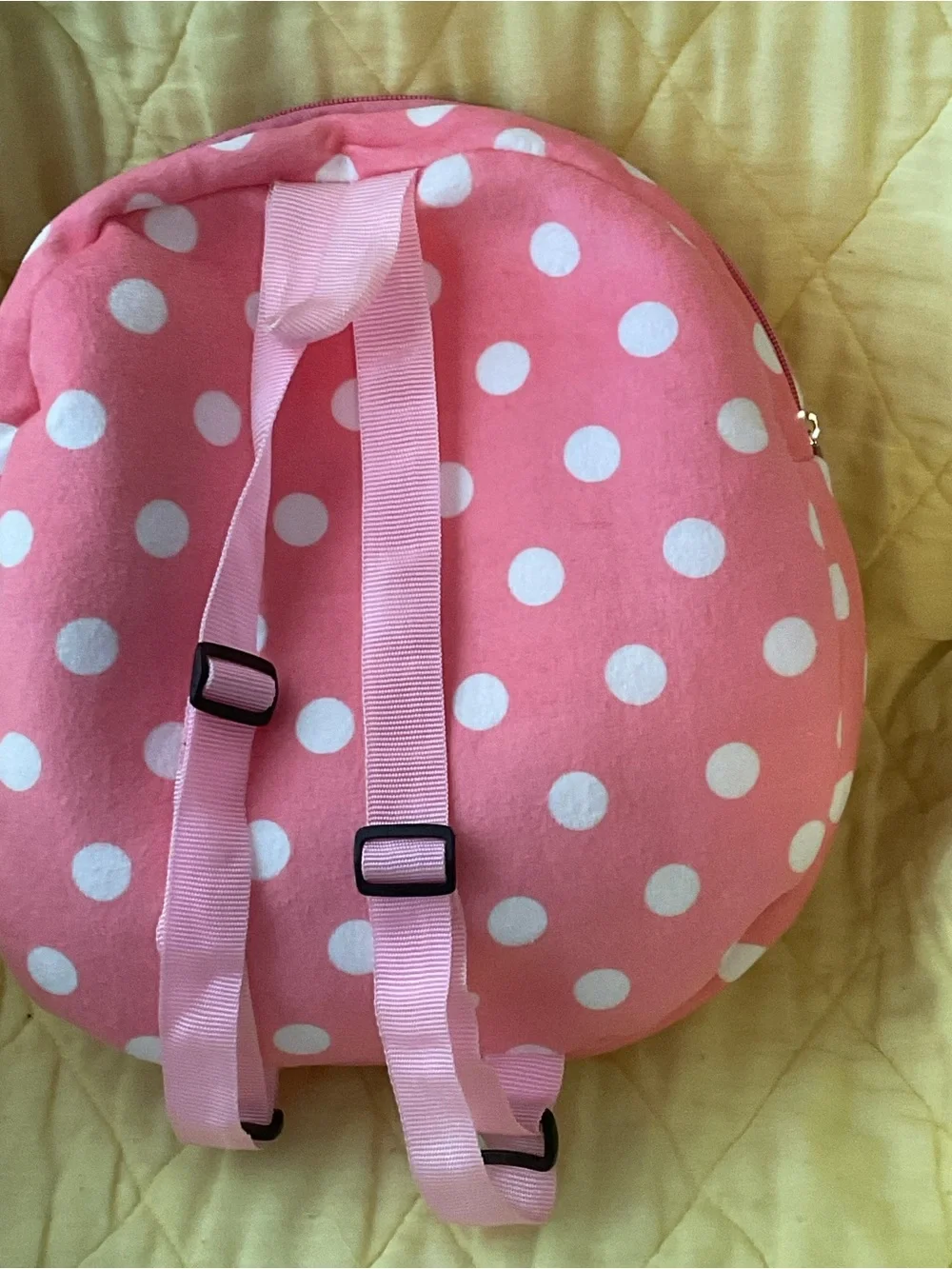 MAX-Pink Polka Dot Plush Doll Kids Backpack - Cute Doll Front 13 X11